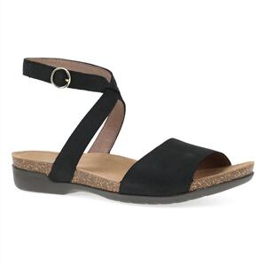 Never Worn! Dansko Black Ankle Strap & Open-Toe Leather Sandals, Size 6.5